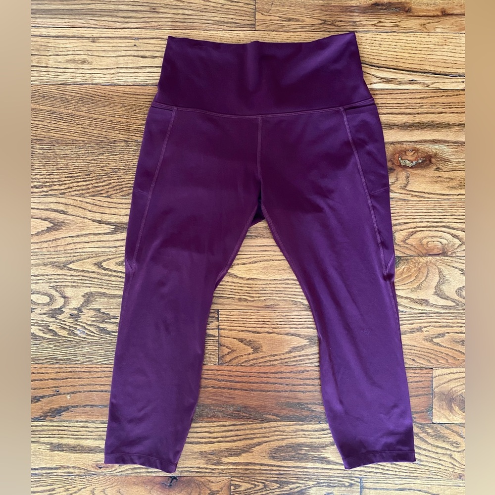 Lorna Jane 7/8 Amy “Plum” Burgundy Leggings - Size M